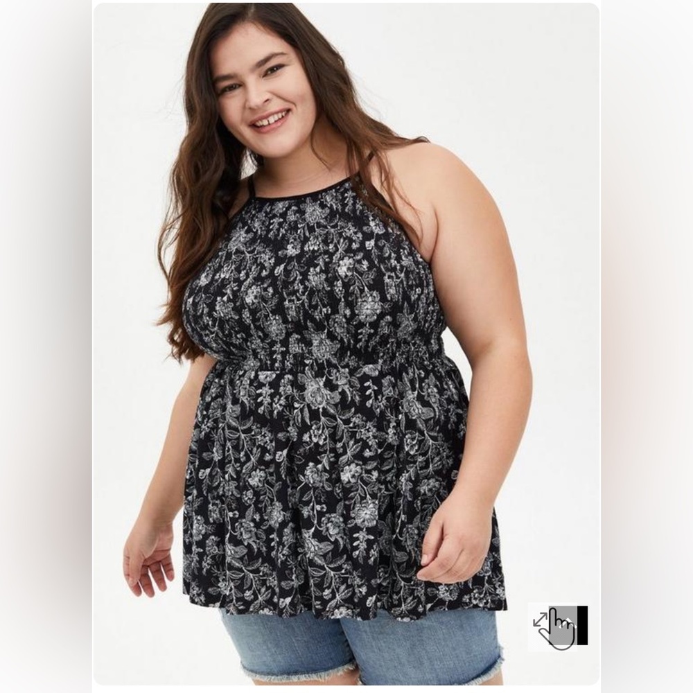 Super Soft Smocked High Neck Babydoll Top - Picture 2 of 4